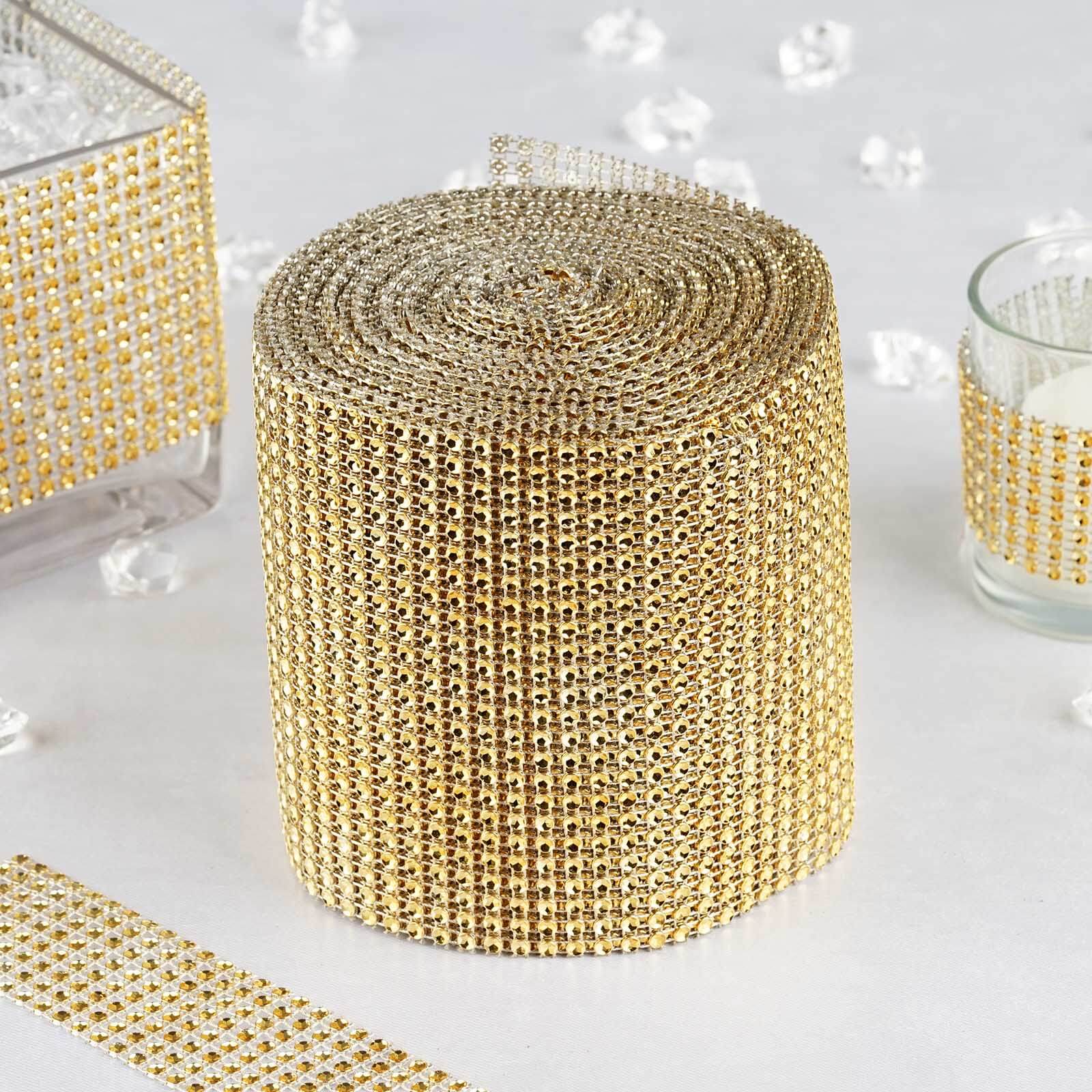 Shiny Gold Diamond Rhinestone Ribbon Wrap Roll, DIY Craft Decor 5