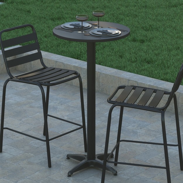 Round Aluminum Indoor outdoor Bar Height Table With Flip up Table