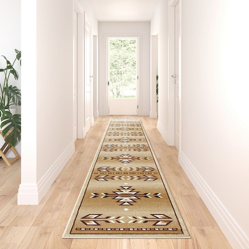 Masada Rugs Masada Rugs Southwest 3'x16' Native American Area Rug Runner in Beige