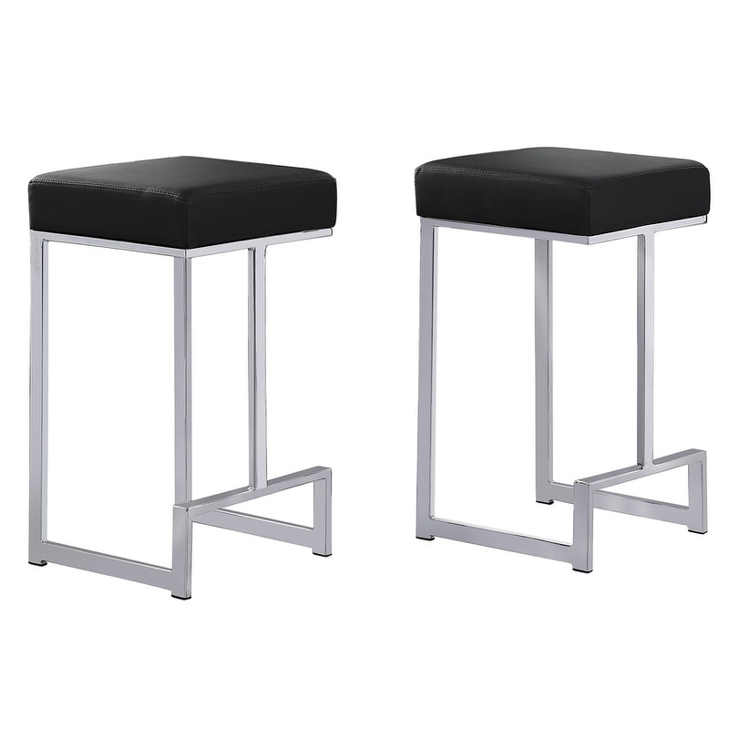 Best Master Furniture Synthetic Leather Silver Counter Height Stool (Set of 2)