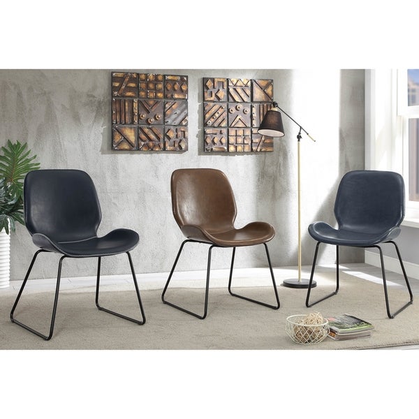 Furniture of America Gill Modern Faux Leather Curved Accent Chair