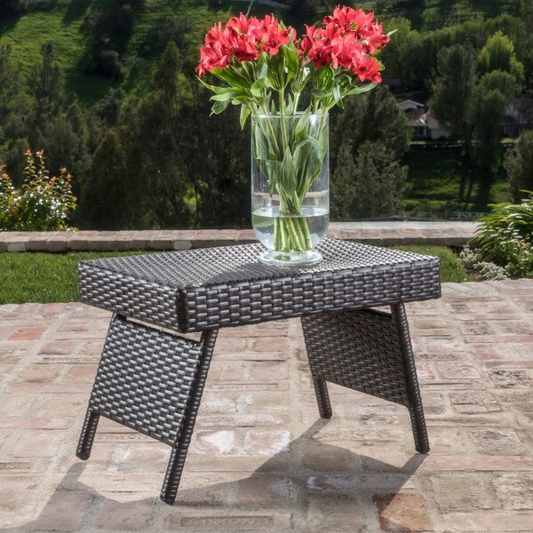 Thira Outdoor Aluminum Wicker Accent Table by Christopher Knight Home