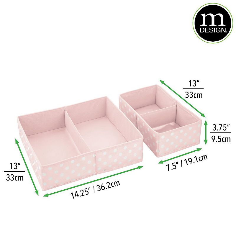 mDesign Fabric Nursery Drawer Divider Organizers - 2 Pack