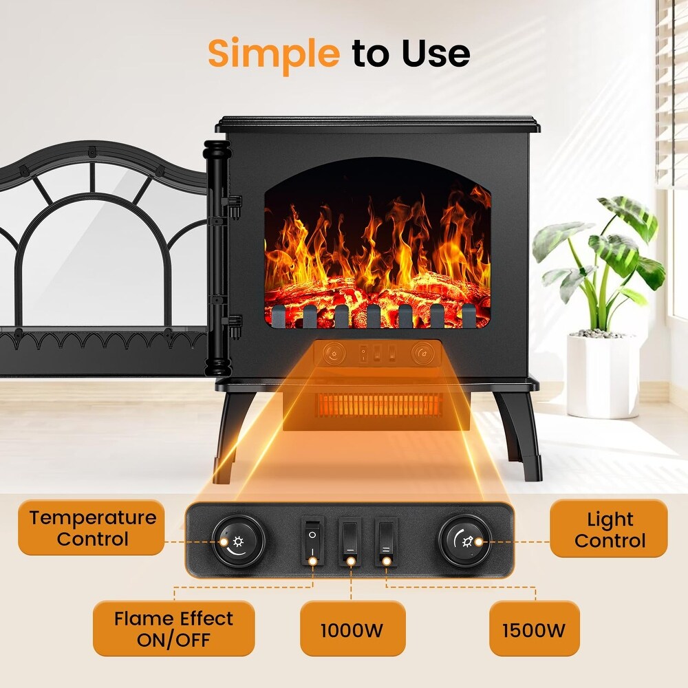 Electric Fireplace Heater  1000/1500W Electric Fireplace with Realistic Flames Effect  ETL Certificated Overheating Protection