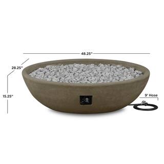 Real Flame Riverside 48 in. x 15 in. Oval MGO Propane Fire Pit in Glacier Gray 590LP-GLG