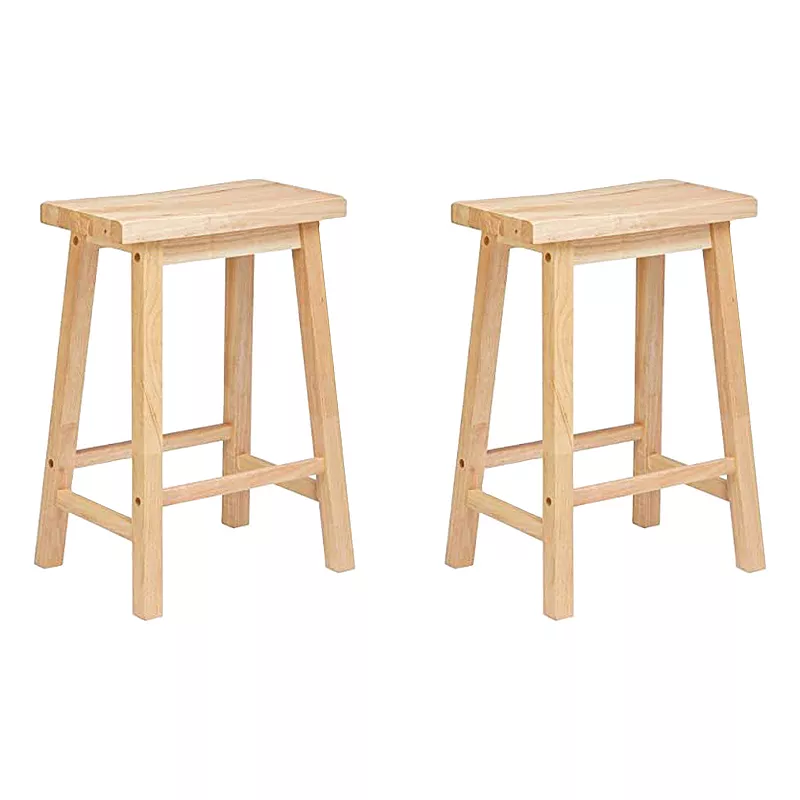 Pj Wood Classic Saddle Seat 29 Tall Kitchen Counter Stools， Natural (2 Pack)