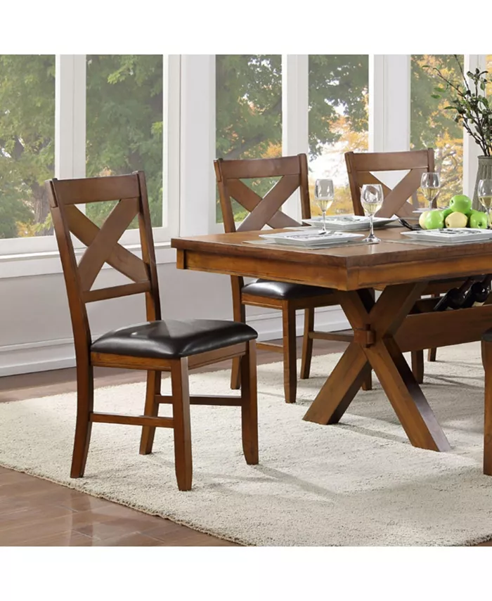 Simple Relax Set of 2 Faux Leather Upholstered Side Chairs in Espresso and Walnut