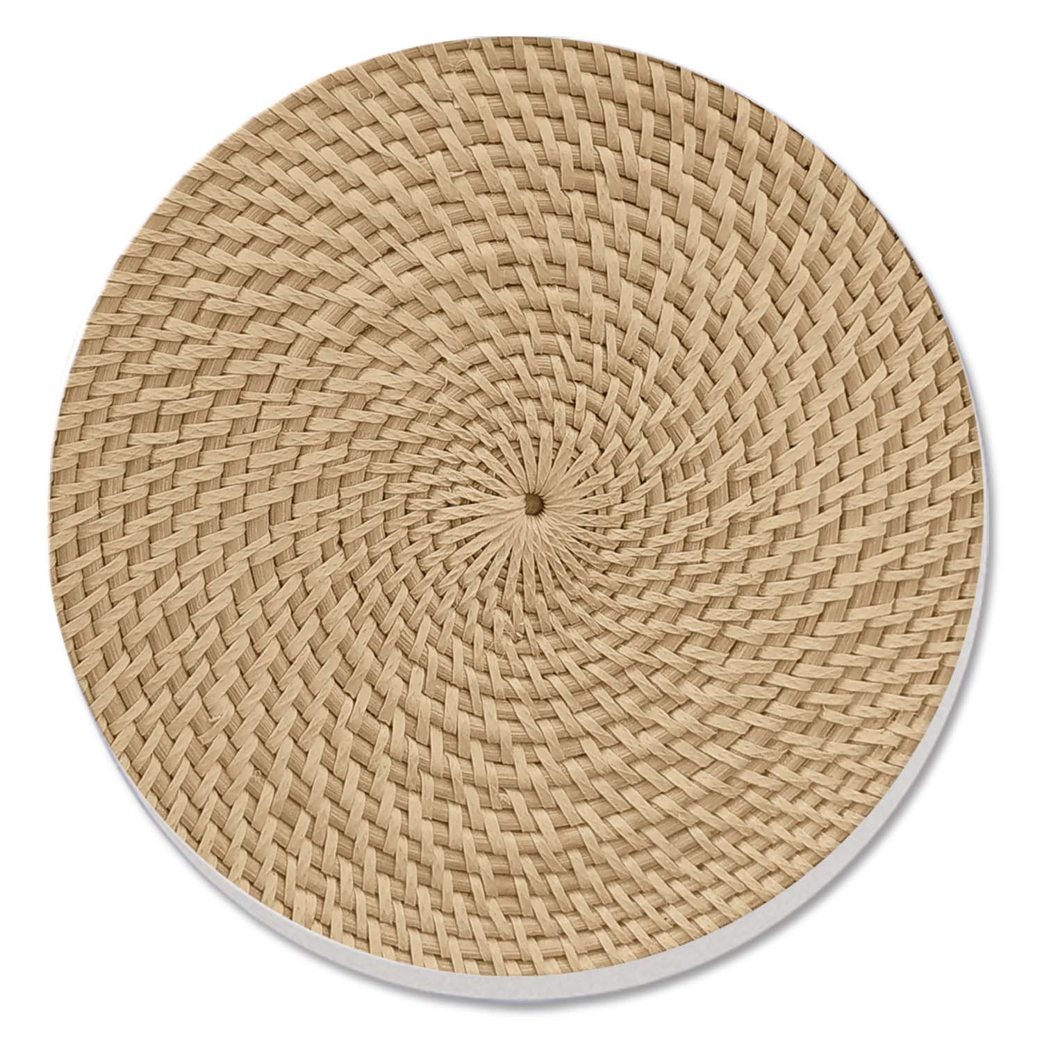 CounterArt Basket Weave Design Decorative Round Single Image Absorbent Stone Coaster 4 Pack