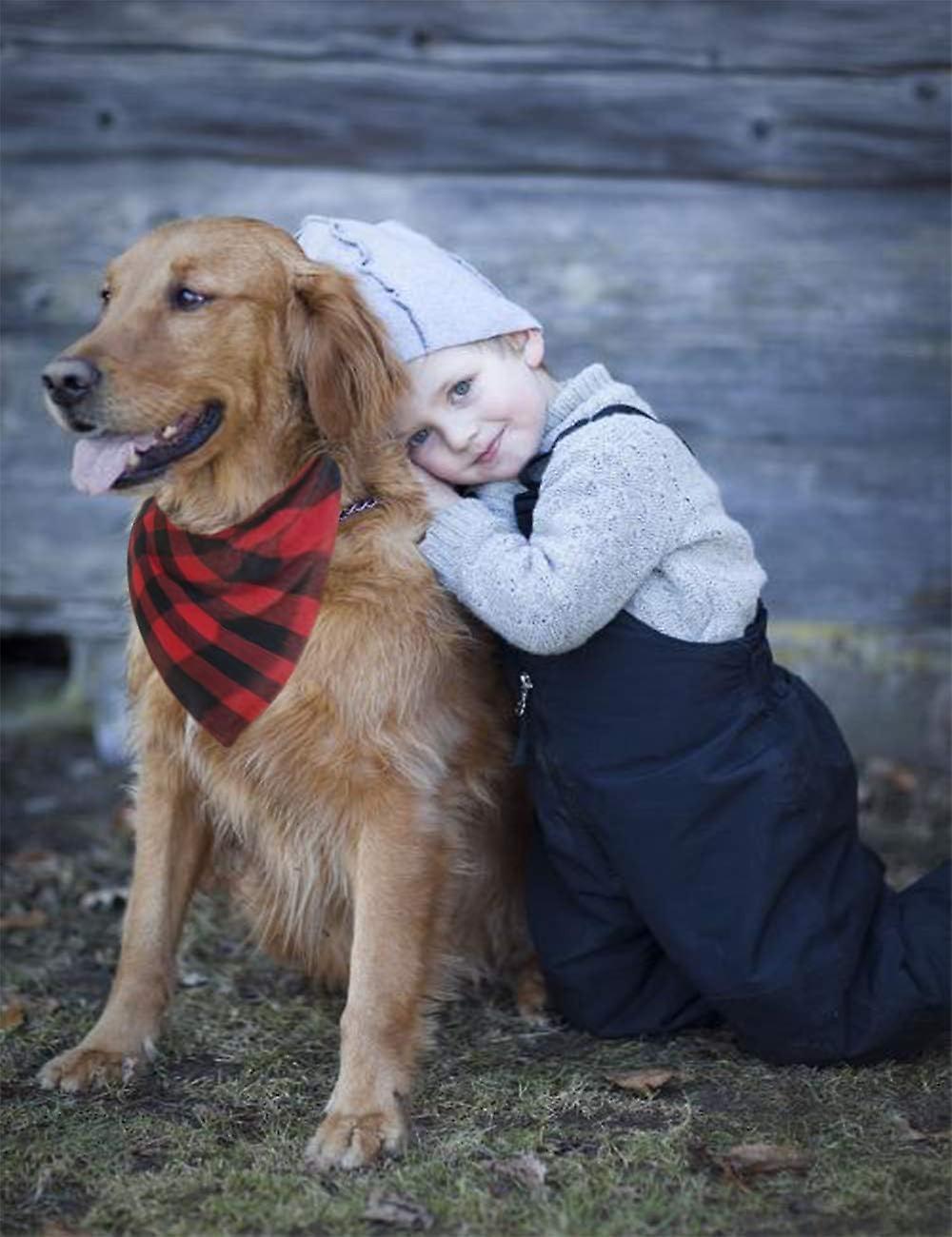 2 Pack Dog Bandana Christmas Classic Plaid Pet Bandana Scarf Triangle Bibs Kerchief Set Pet Costume Accessories-red Grid L