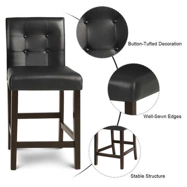 Set of 2 PVC Leather Bar Stools - 18.5