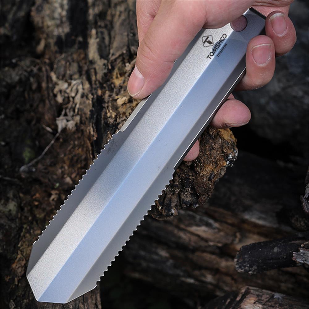 Meterk Titanium Garden Hand Serrated Shovel Outdoor Camping Hiking Backpacking Trowel with Clip