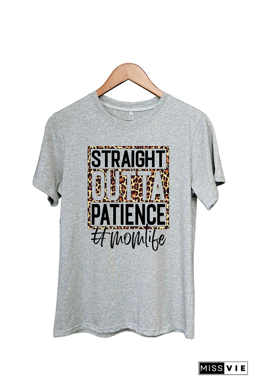 Leopard Straight Outta Patience Mom Short Sleeve Graphic Tee Wholesale