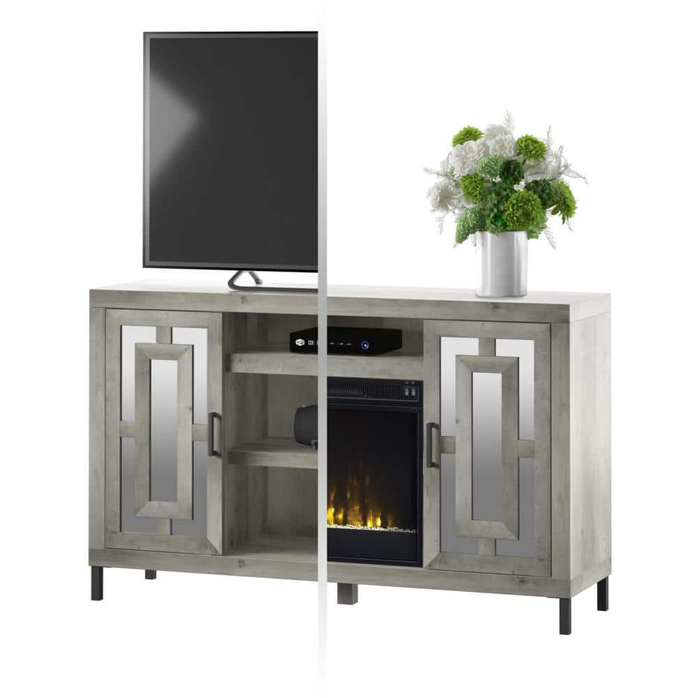 Twin Star Home 55 in Freestanding Electric Fireplace TV Stand in Valley Pine