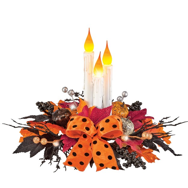 Collections Etc Led-lighted Halloween Candle Centerpiece 13 X 13 X 11