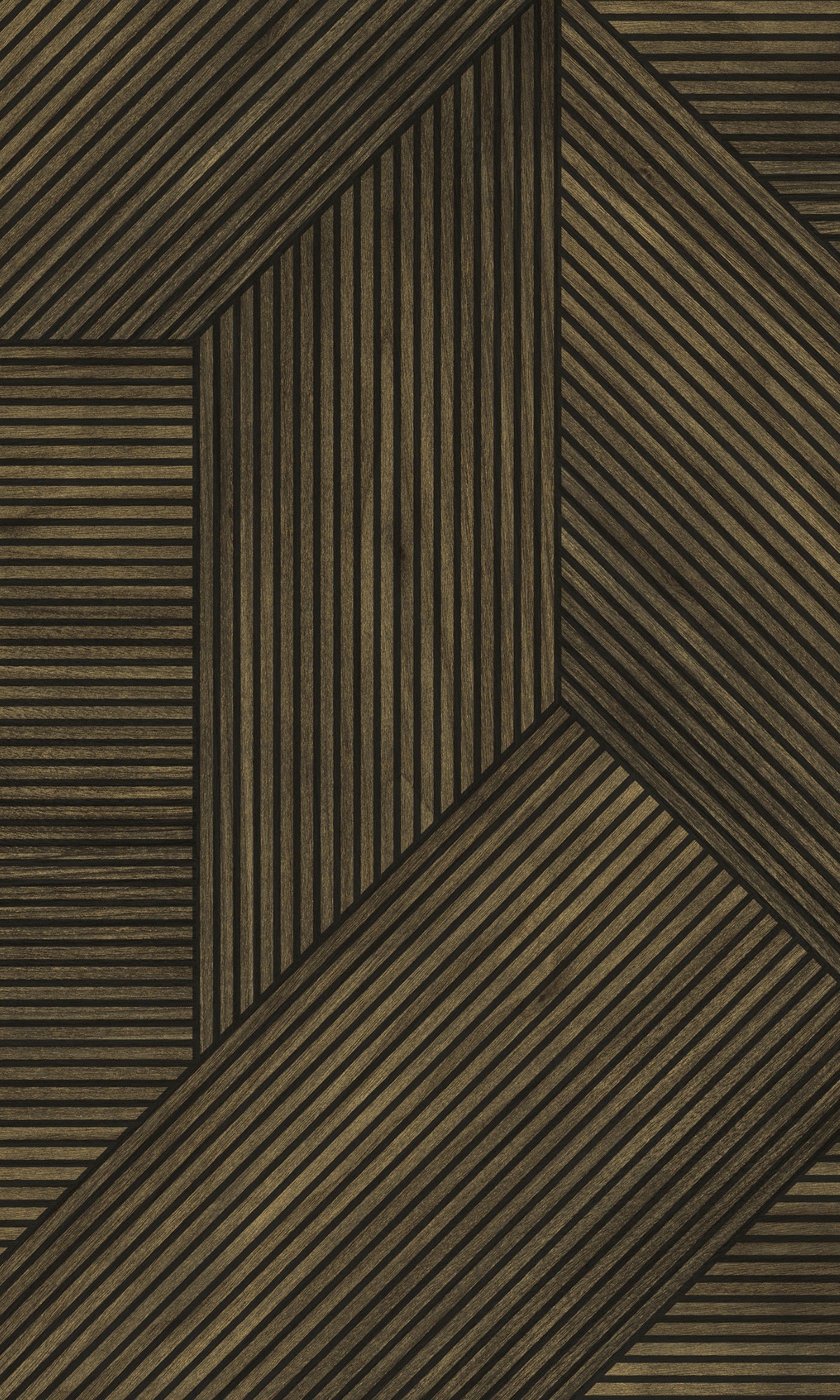 Geometric Wood Panel Wallpaper in Walnut