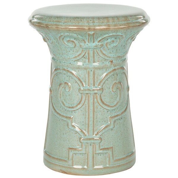 SAFAVIEH Imperial Blue Green Scroll Ceramic Decorative Garden Stool