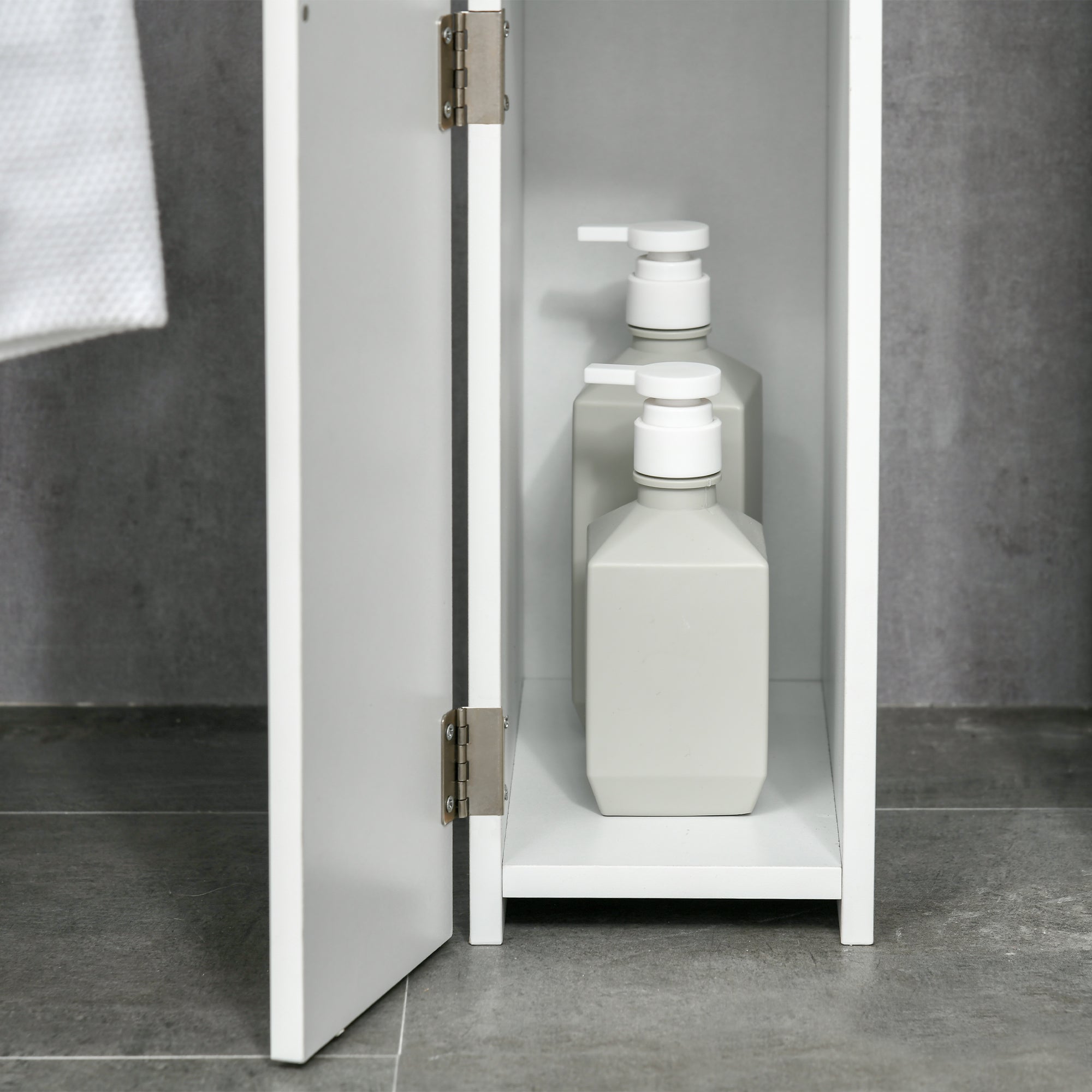 kleankin Tall Bathroom Storage Cabinet with 2 Open Shelves and 2 Door Cabinets, Freestanding Linen Tower, White