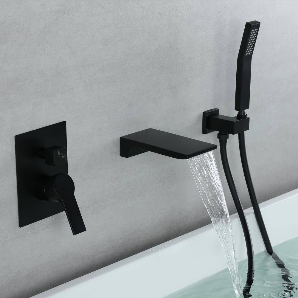 UKISHIRO Single-Handle 1-Spray Wall Mount Tub and Shower Faucet in Black (Valve Included) SMD00JI2116007