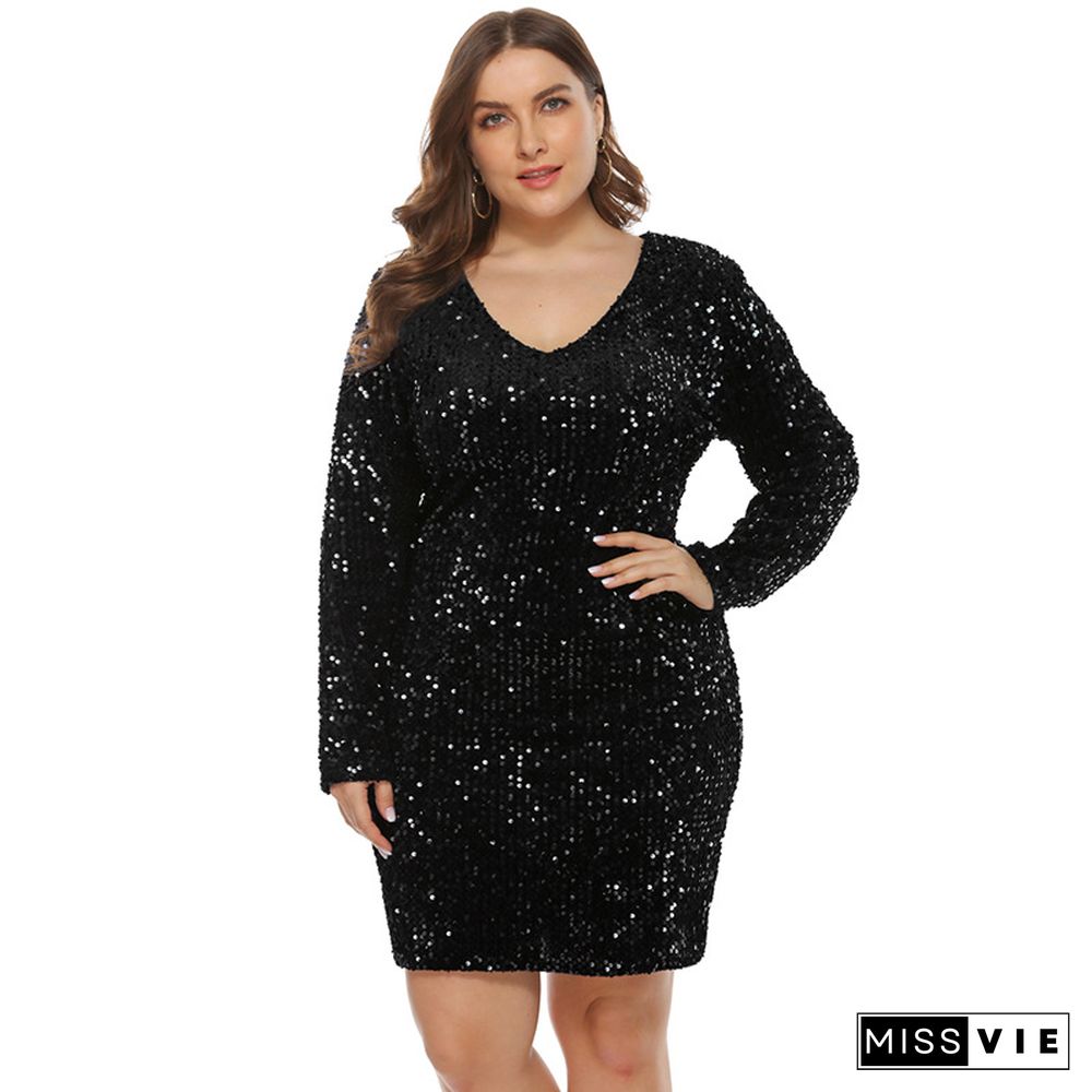 Glitter Dress Oversized Women Clubwear Birthday Sequin Teen Dress Blue Black Green Bodycon Party Club Outfit Oversize Clothing