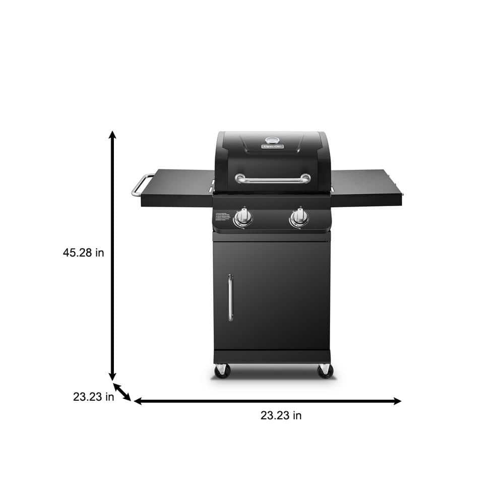 DynaGlo Premier 2Burner Propane Gas Grill with Folding Side Tables in Black