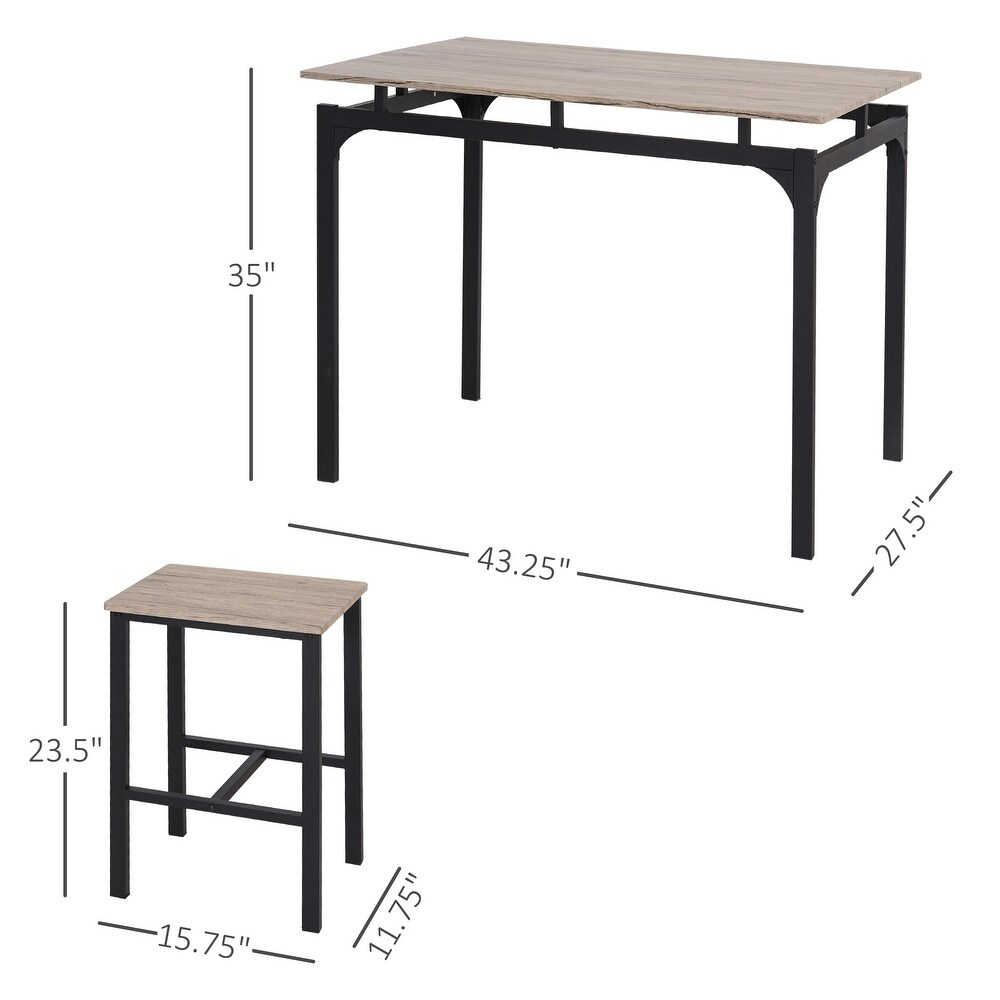 HOMCOM Modern Grey/ Black Industrial 5 piece Counter height Dining Set