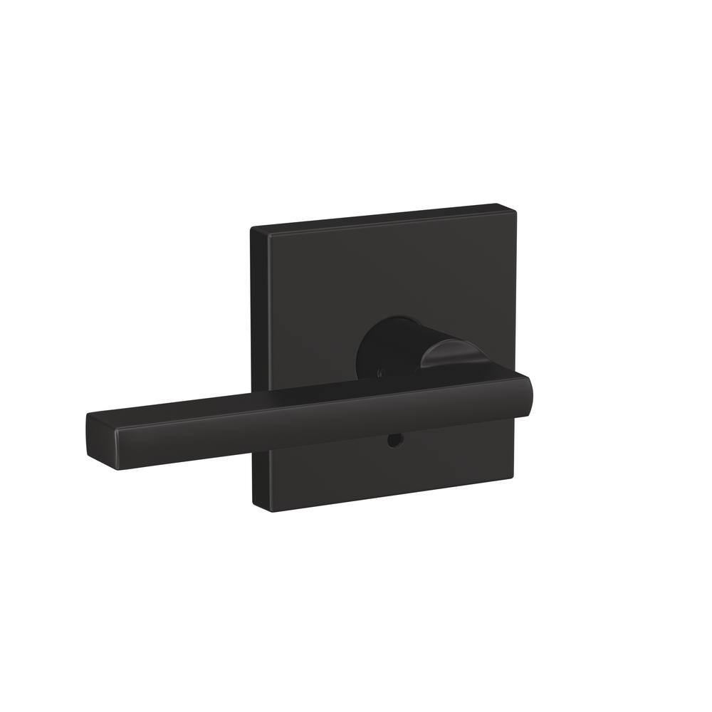 Schlage Custom Latitude Matte Black Dummy Door Handle with Collins Trim (2-Pack) FC172 LAT 622 COL