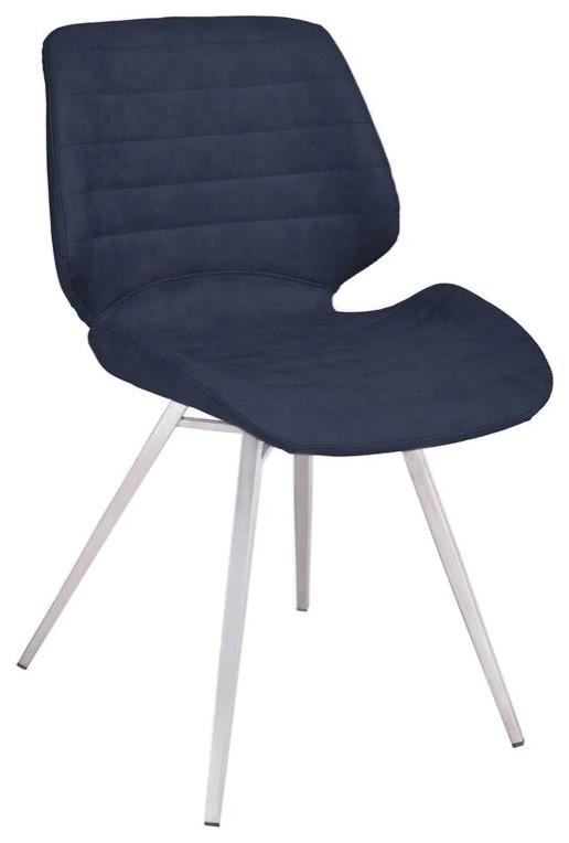 Gavino Dining Chair  Matt Vintage Dark Blue Polyurethane Cover Seat   Midcentury   Dining Chairs   by V.S.D Furniture  Houzz