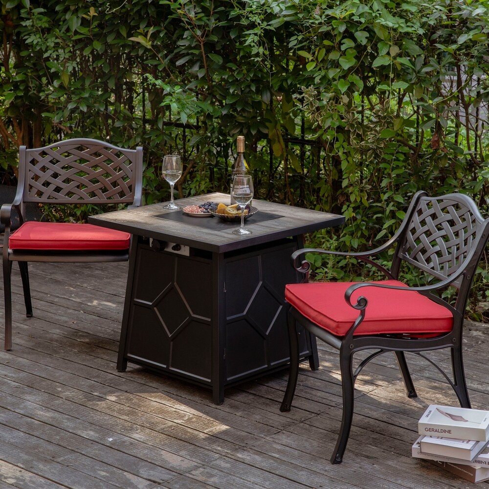 NUU GARDEN MGO Tabletop Square Fire Pit Table with Cover