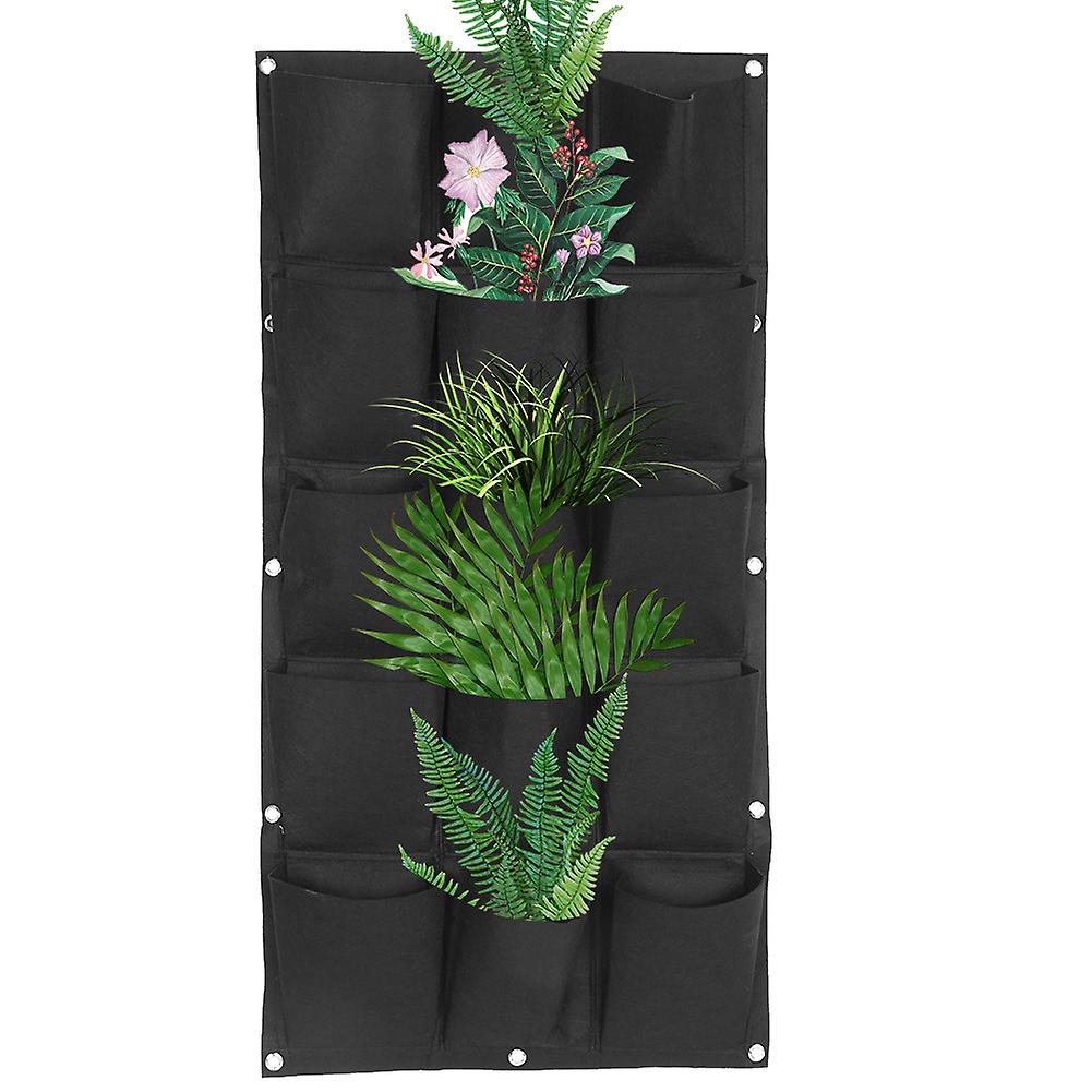 Planting Bag Garden Balcony Wall Vertical Flower Plants Hanging Planter Black Color 15 Pockets