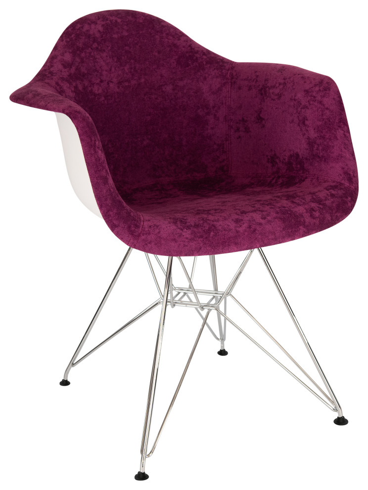 Willow Velvet Accent Armchair Chrome Eiffel Base   Midcentury   Dining Chairs   by LeisureMod  Houzz