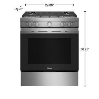 Haier 5.6 cu. ft. Smart Slide-in Gas Range with Self-Clean and Convection in Stainless Steel QGSS740RNSS