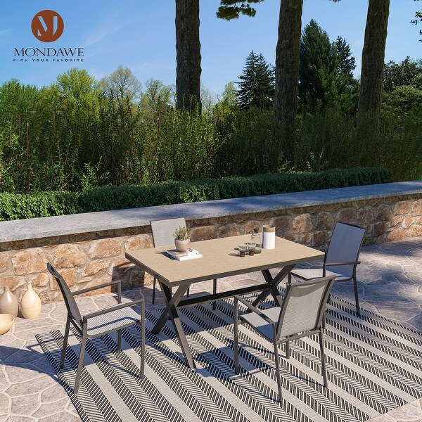 Rectangular Outdoor Dining Table with Imitation Wood Grain