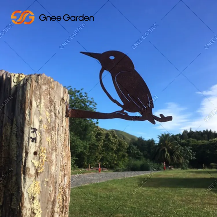 Metal garden bird decoration custom metal art garden corten steel decor