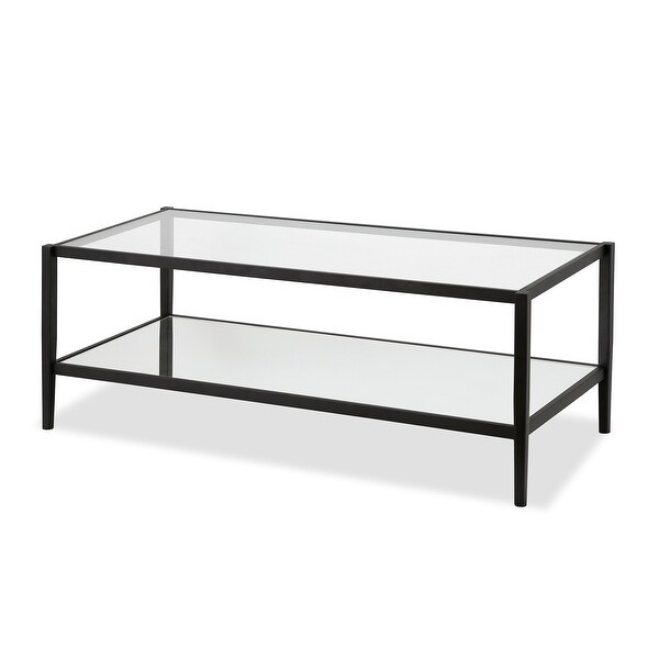 Hera 45'' Wide Rectangular Coffee Table with Mirror Shelf