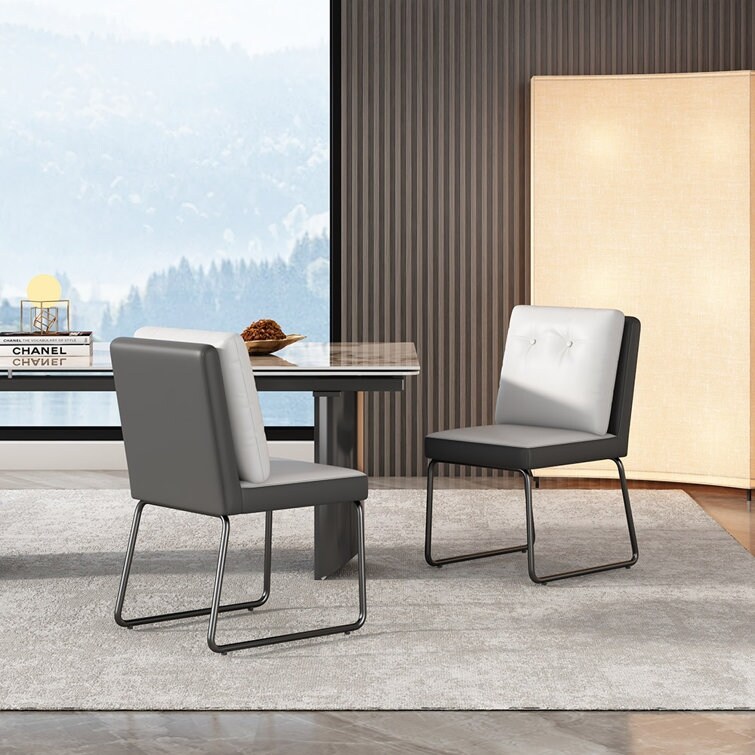 6 Person Extendable 63'' to 94.5'' Dining Set Rectangular Sintered Stone   Stainless Steel Legs ((1 Table 6 Gray Chairs)