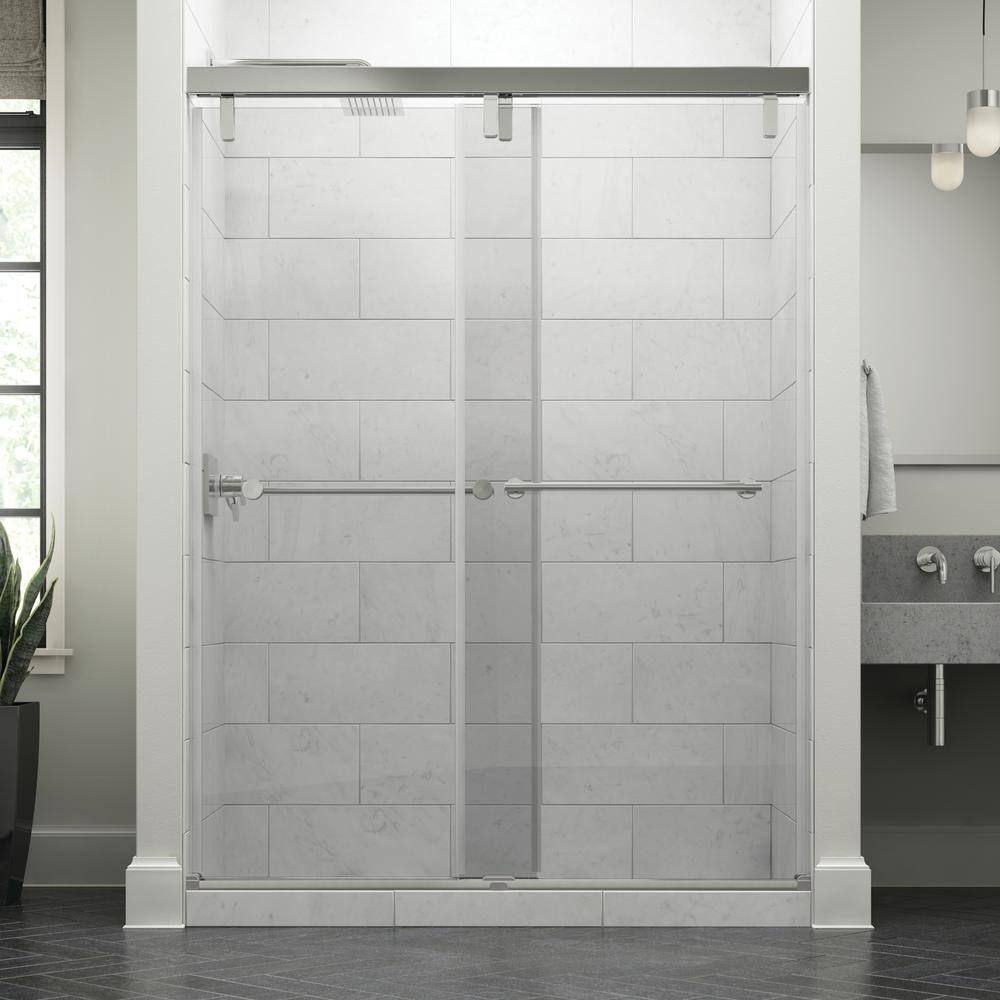 Delta Lyndall 60 x 71-12 in. Frameless Mod Soft-Close Sliding Shower Door in Chrome with 38 in. (10mm) Clear Glass SD3442261