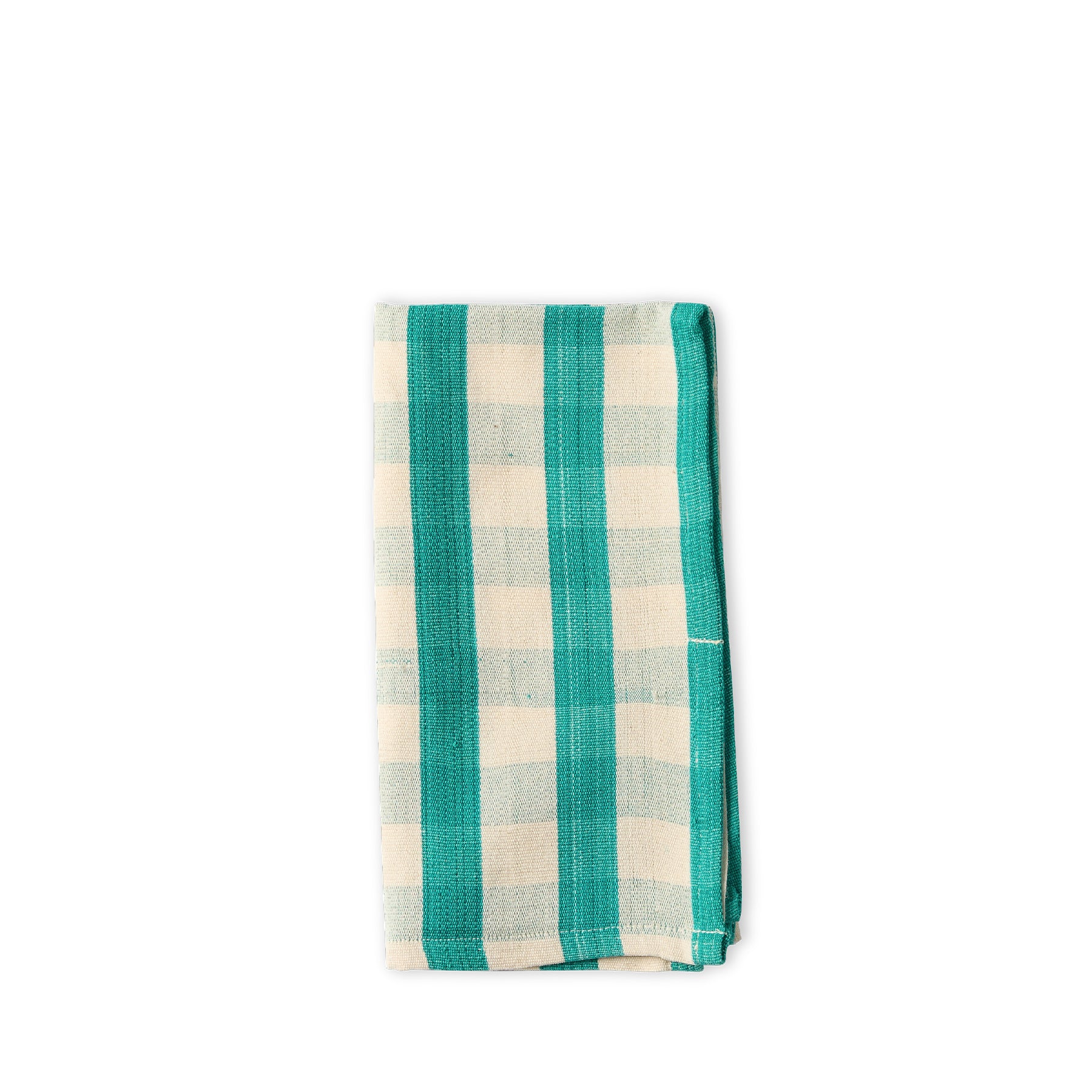 Cotton Check Napkin in Green and Off White