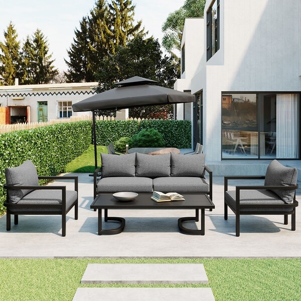 4-Piece Multi-person Outdoor Steel Sofa Set， Waterproof， Anti-rust， Anti-UV， Perfect for Gardens and Lawns， Ultimate Relaxation - Overstock - 37905058