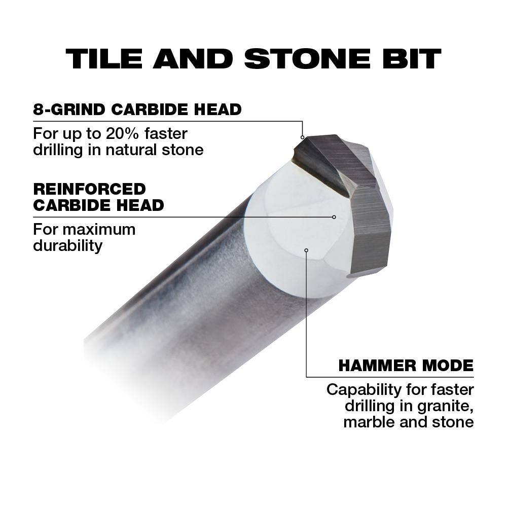 MW Carbide Glass and Tile Bit Set  Natural Stone Bit Set (8-Pack) 48-20-8988-48-20-8998