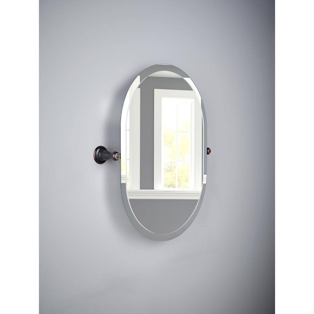 Delta Porter 26 in. x 23 in. Frameless Oval Bathroom Mirror with Beveled Edges in Oil Rubbed Bronze 78469-ORB