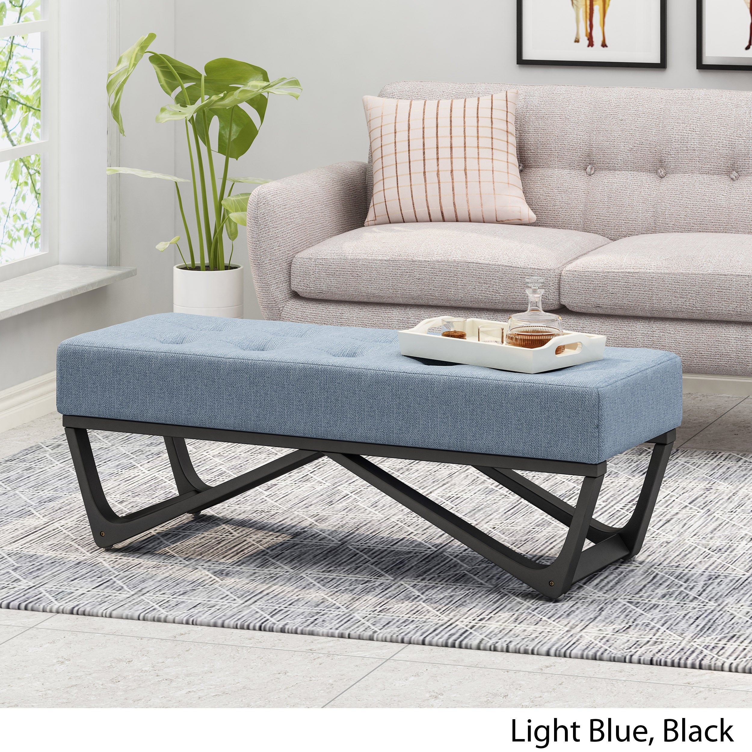 Emily Contemporary Fabric Ottoman Bench