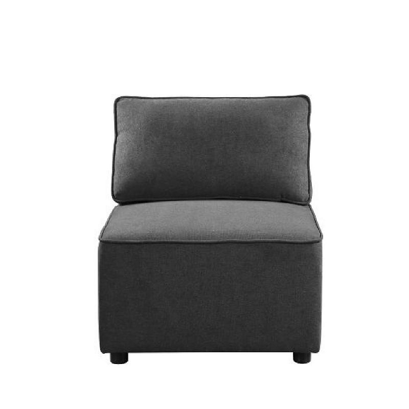 Armless Chair with Pocket Coil Seating and Pillow Back， Gray