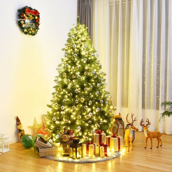 PreLit Artificial PVC Christmas Tree w/ LED Lights and Stand7'