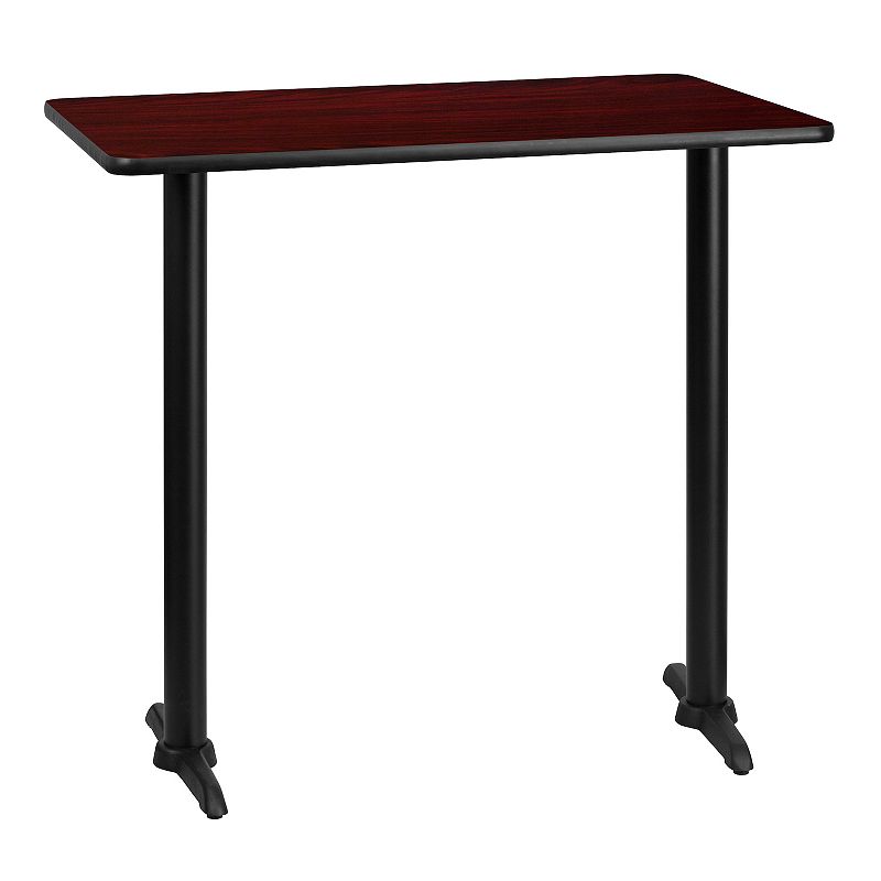 Emma and Oliver 30x42 Rectangular Laminate Bar Table with 5x22 Bases