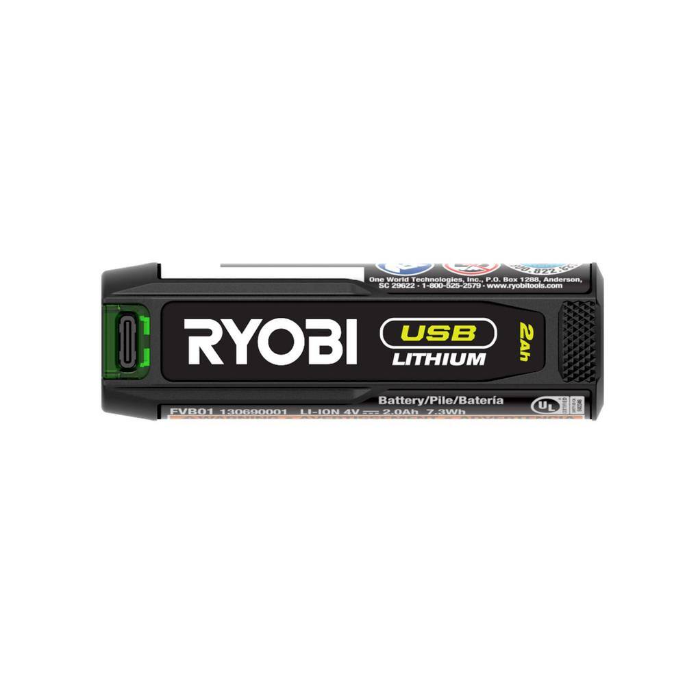 RYOBI USB Lithium 3.0 Ah Lithium-ion Rechargeable Battery (2-Pack) with FREE USB Lithium 2.0 Ah Lithium Rechargeable Battery FVB203-FVB02