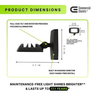 Commercial Electric 50W Equivalent Integrated LED WallFlood Light 1500 Lumens 5 CCT Selectable FSNX15-5CCT-BZ