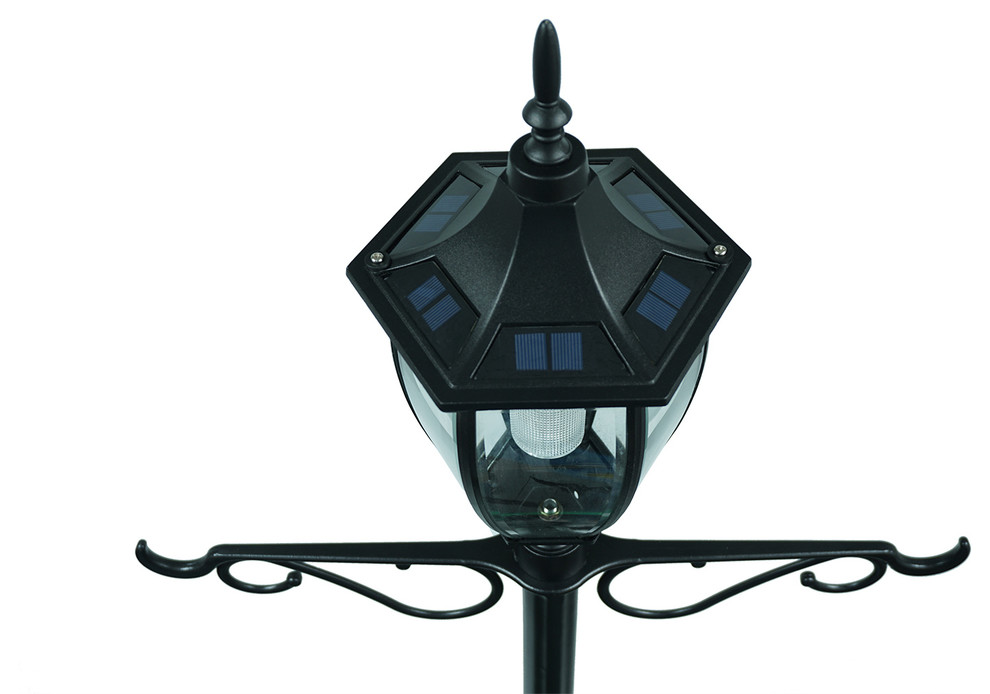 Sun Ray Crestmont Single Head Solar Lamp Post and Planter With Hanger  Black   Traditional   Post Lights   by Sun Ray  Houzz