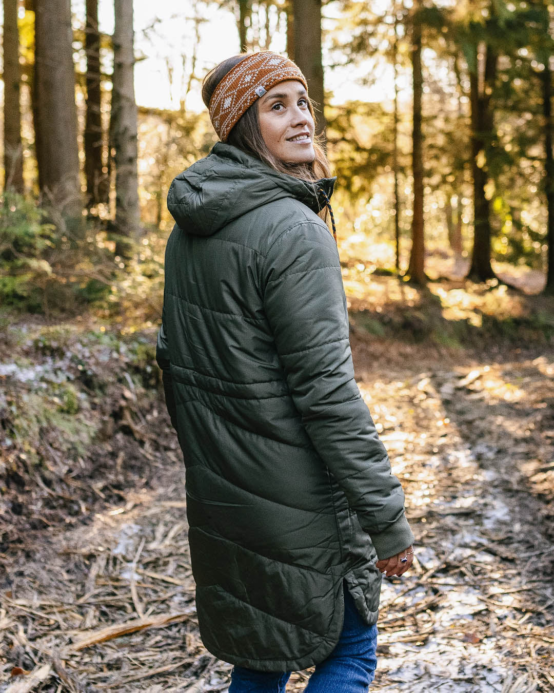 Flora Long Recycled Insulated Jacket - Dusty Olive