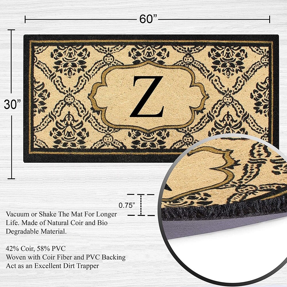 A1HC Uriel Bleached Coir Anti shred Monogrammed Doormat  30\