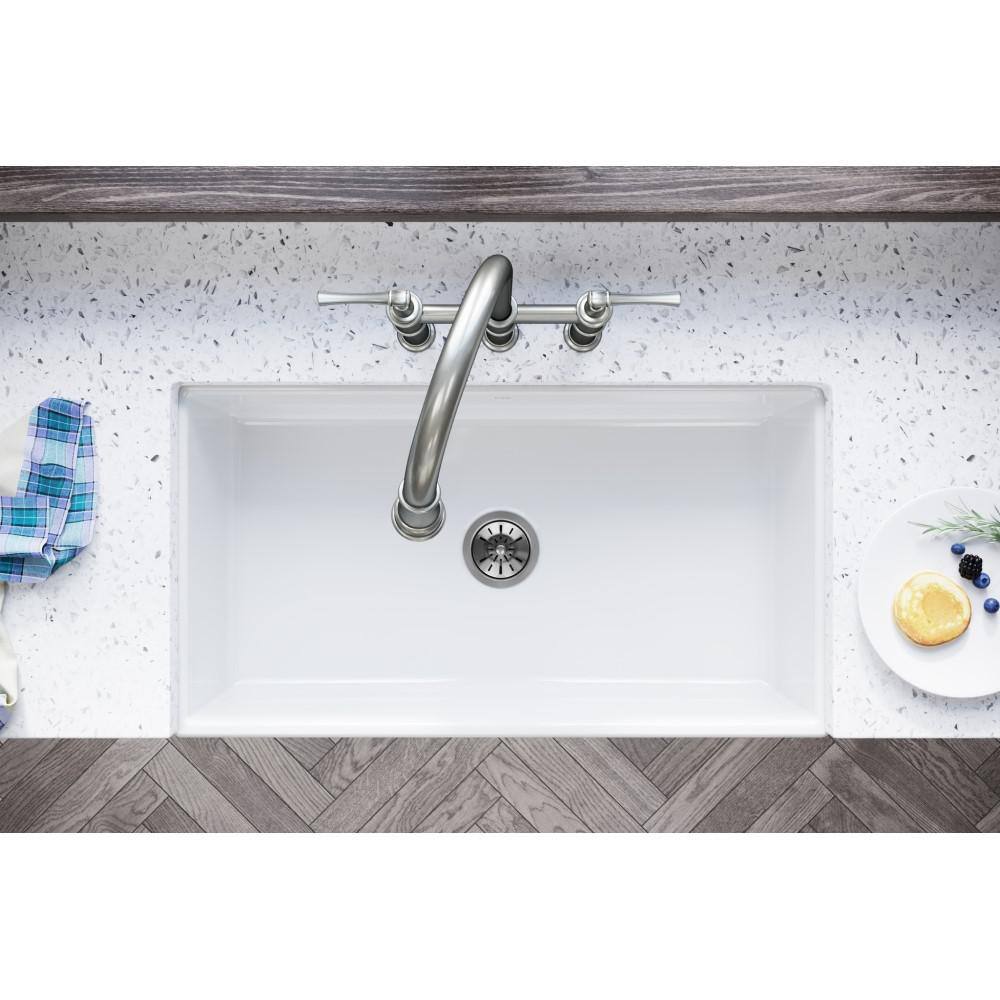 Elkay Burnham White Fireclay 33 in. Single Bowl Farmhouse Apron Kitchen Sink HDSB3318FC